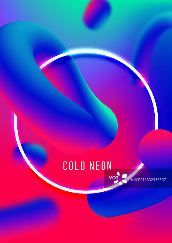 蓝红色背景几何形状霓虹灯标志图片图片素材