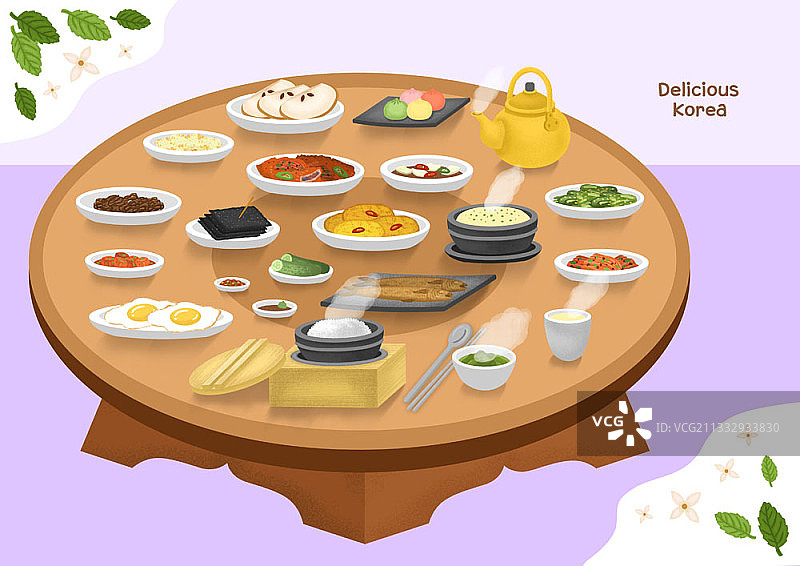 一桌韩国菜图片素材