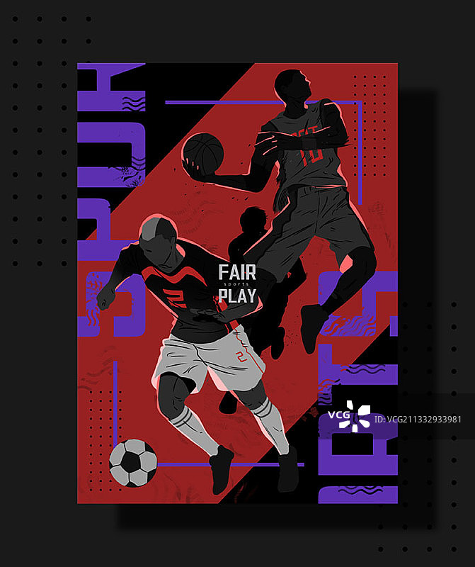 红色背景下的足球运动员插画图片素材