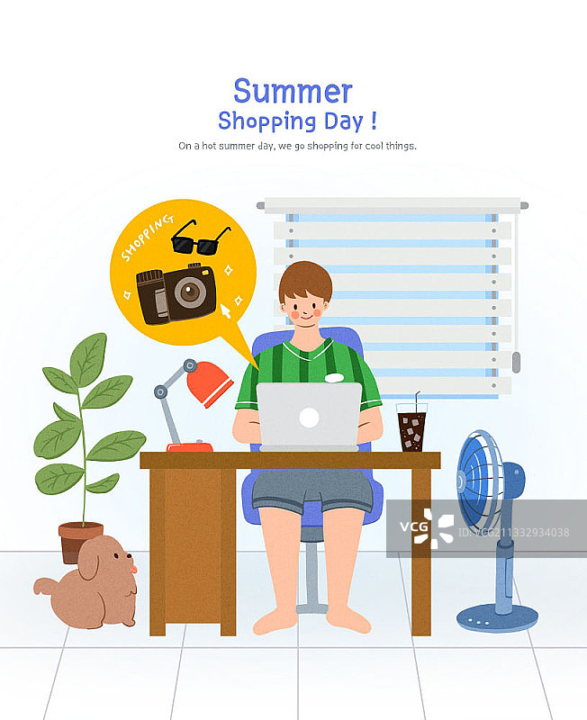 男子试图通过笔记本电脑购买相机和太阳镜图片素材