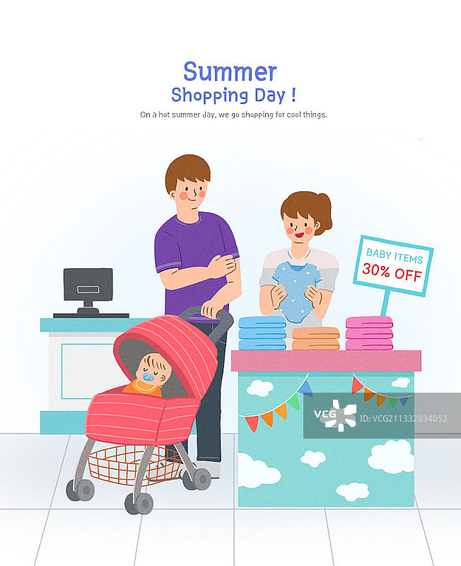 情侣购买婴儿服装图片素材