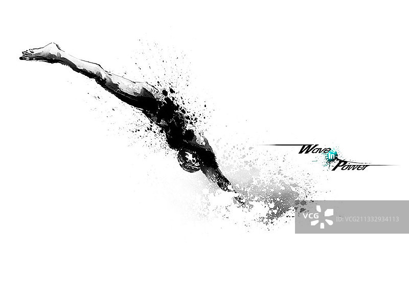 男人跳水的书法作品图片素材