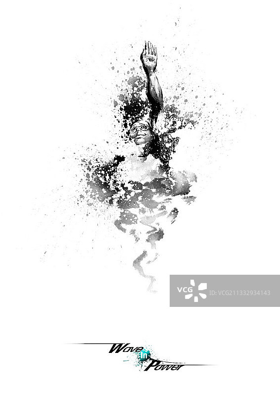 泳池男子书法图片素材