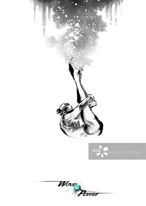 女子跳水书法作品图片素材