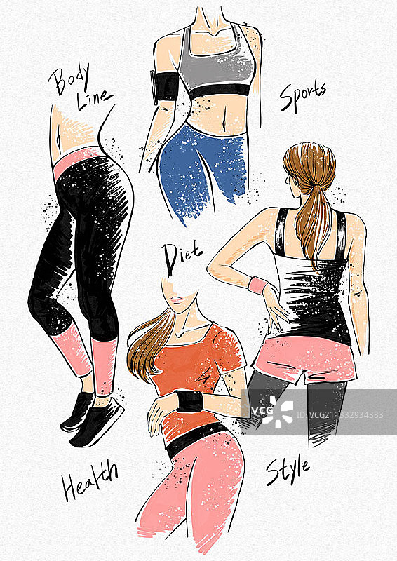 修身运动服插画图片素材