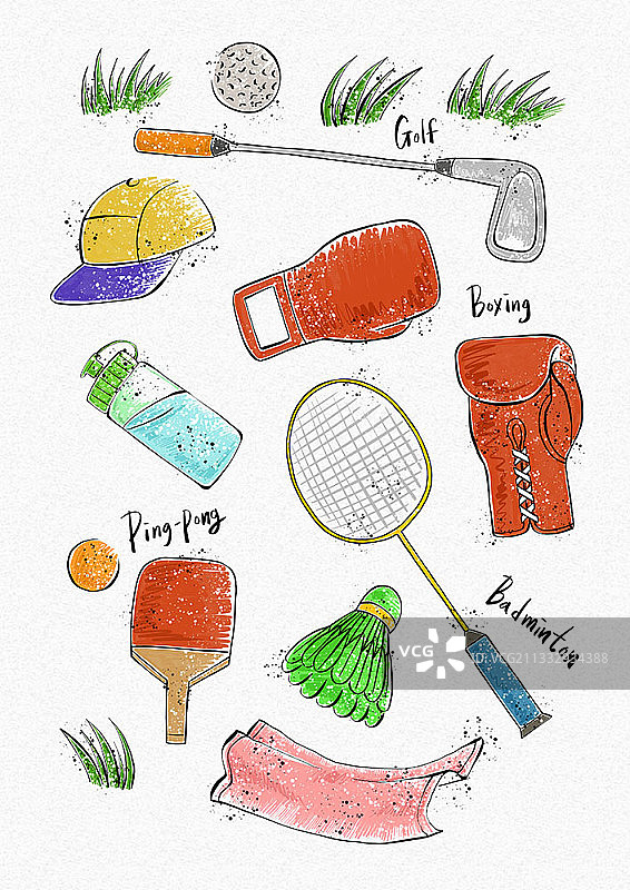 运动器材插画图片素材
