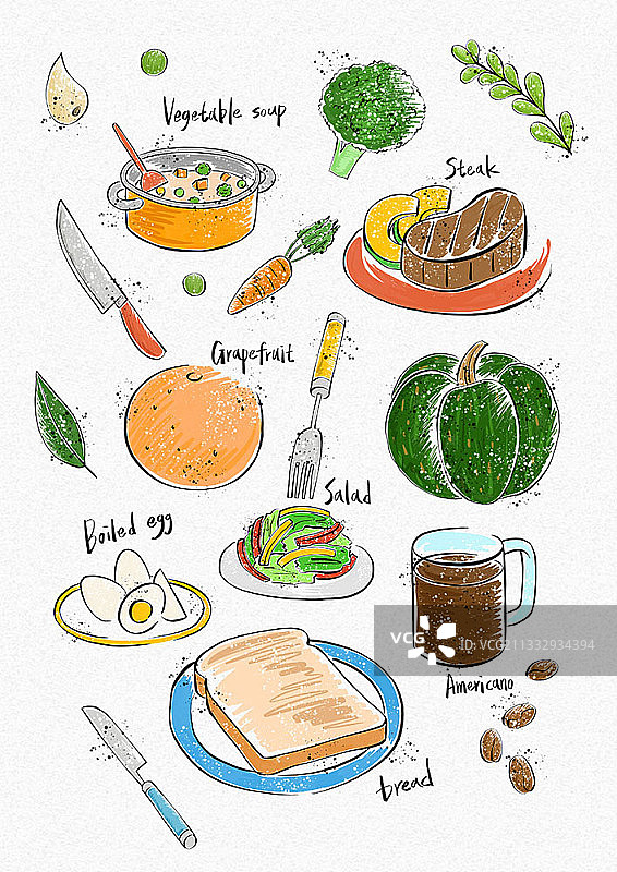 健康生活方式膳食插画图片素材