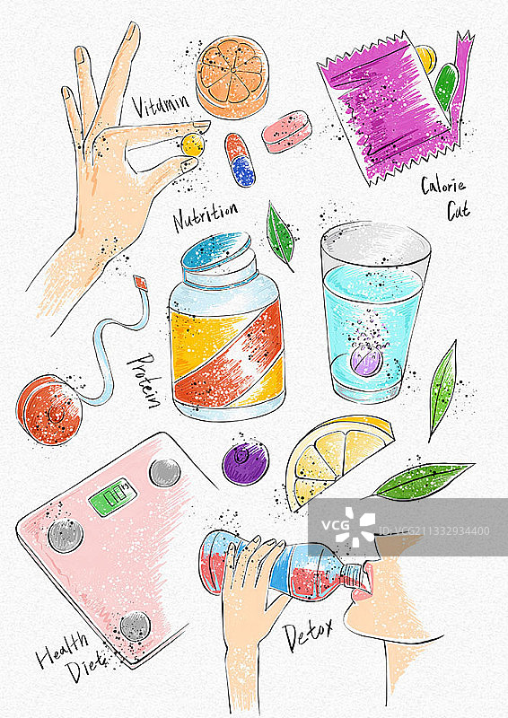 减肥必备品插画图片素材