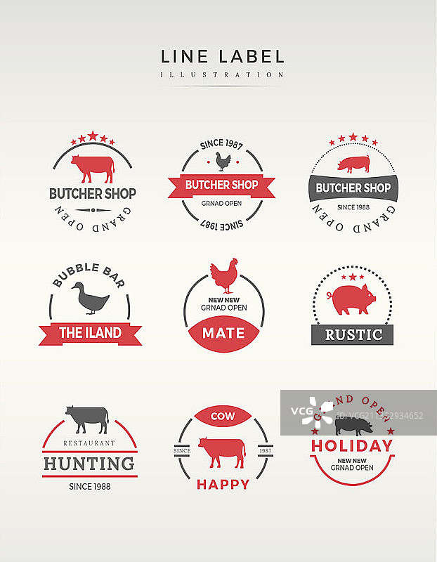 动物插画标签图片素材