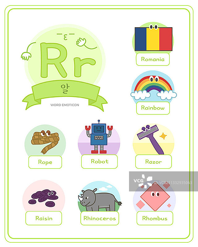 以字母R开头的单词插画图片素材