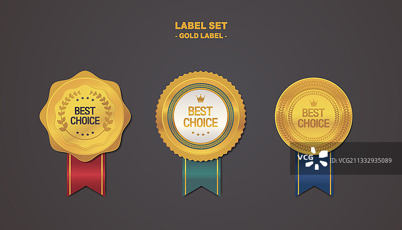 金色奖牌插画标签图片素材