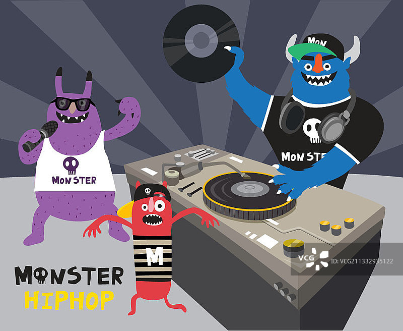 怪物朋友在夜总会享受时光图片素材