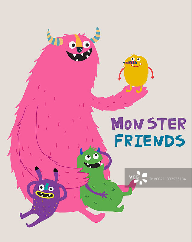 怪物朋友们一起休息图片素材
