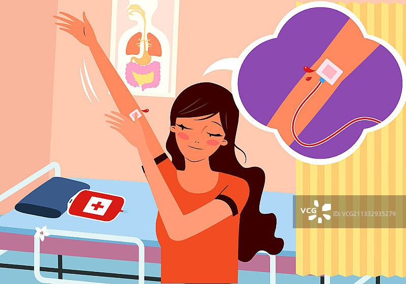 献血的女人插画图片素材