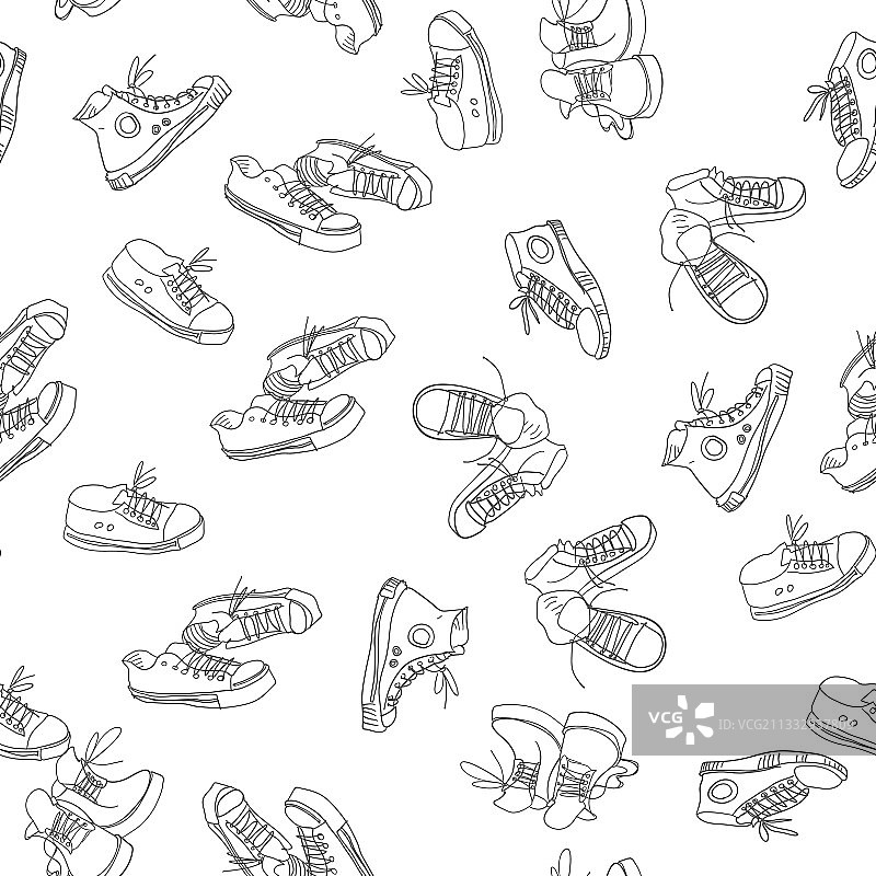 运动鞋涂鸦背景无缝图案图片素材