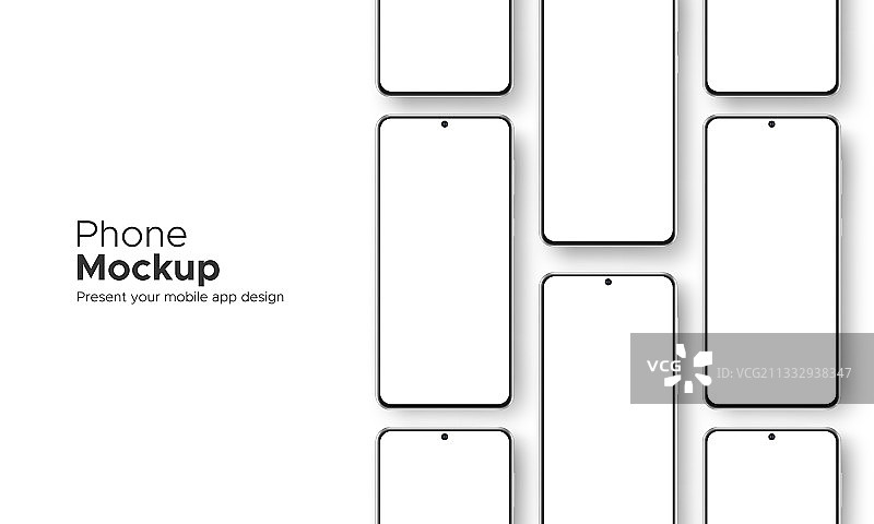 用于展示APP的无框手机屏幕样机图片素材