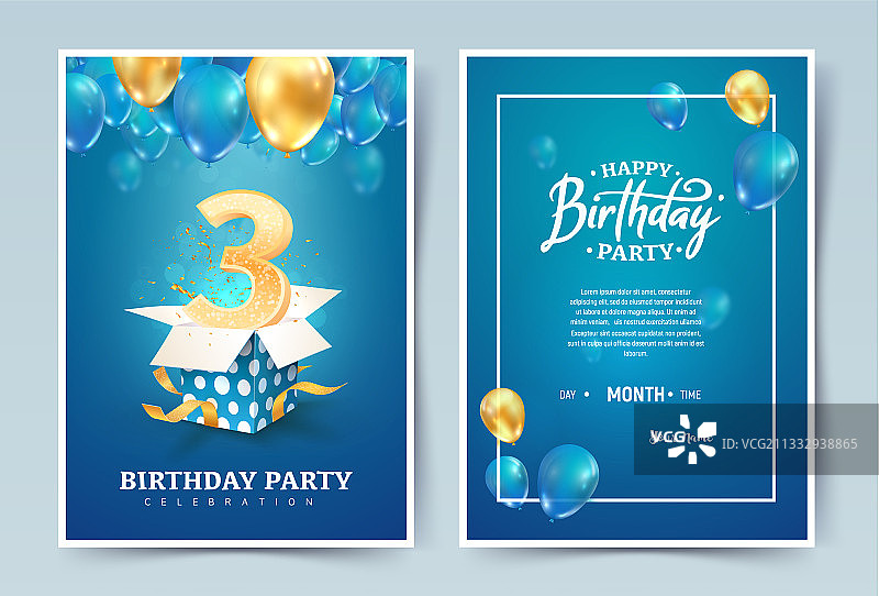三岁生日邀请卡图片素材