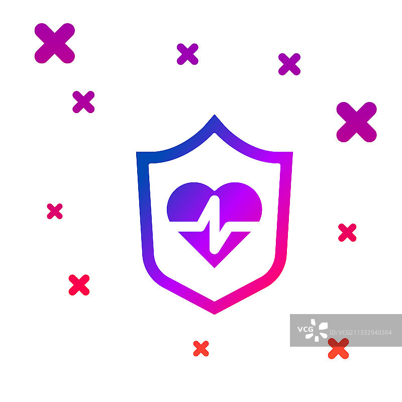 带盾牌图标的彩色人寿保险图片素材