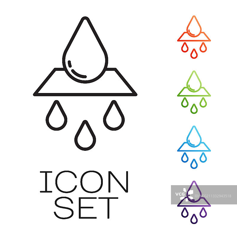 黑色线条可回收清洁水图标图片素材