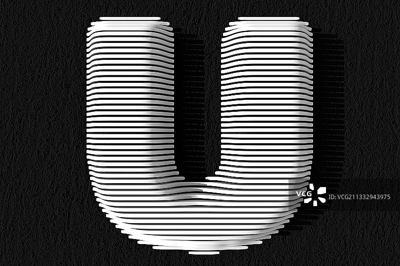 3D立体英文字母U图片素材