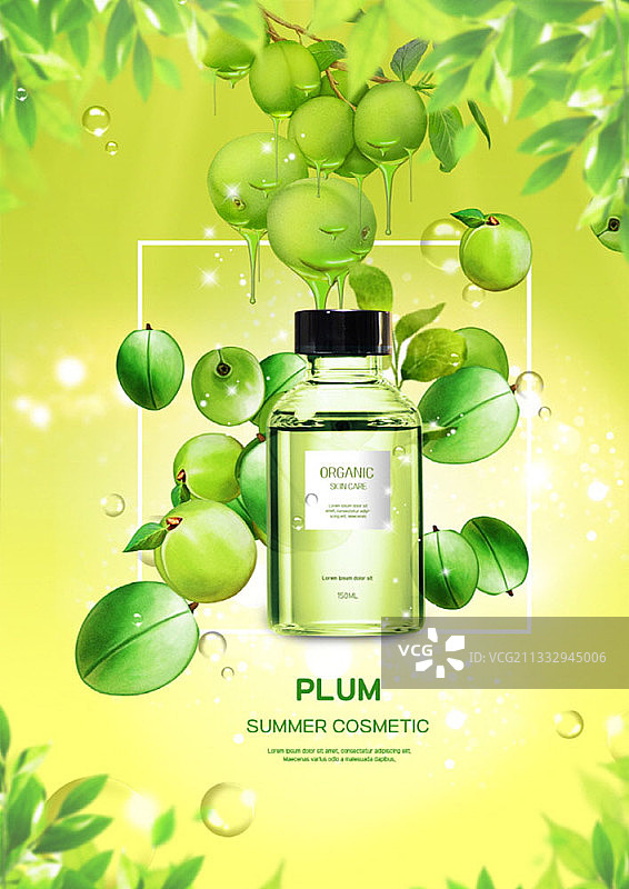 带有李子的夏季化妆品概念的图像编辑图片素材
