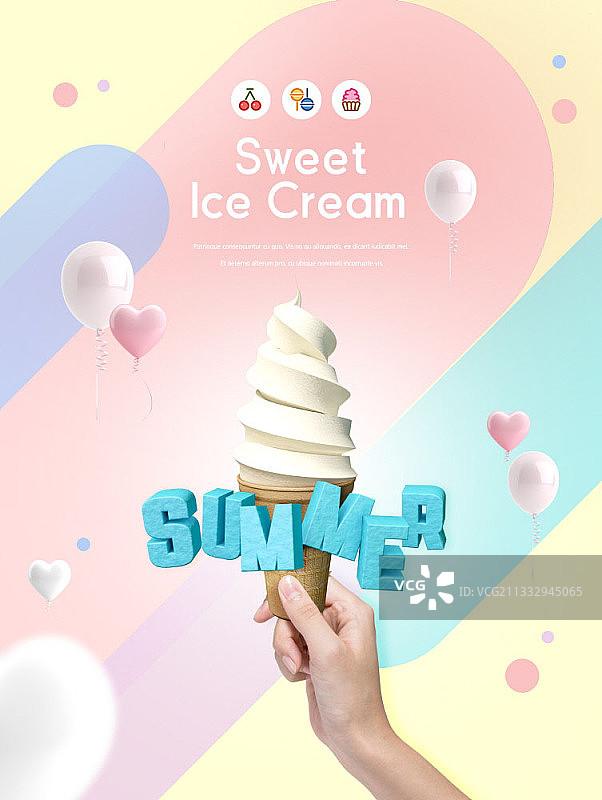 夏季冰淇淋概念图图片素材