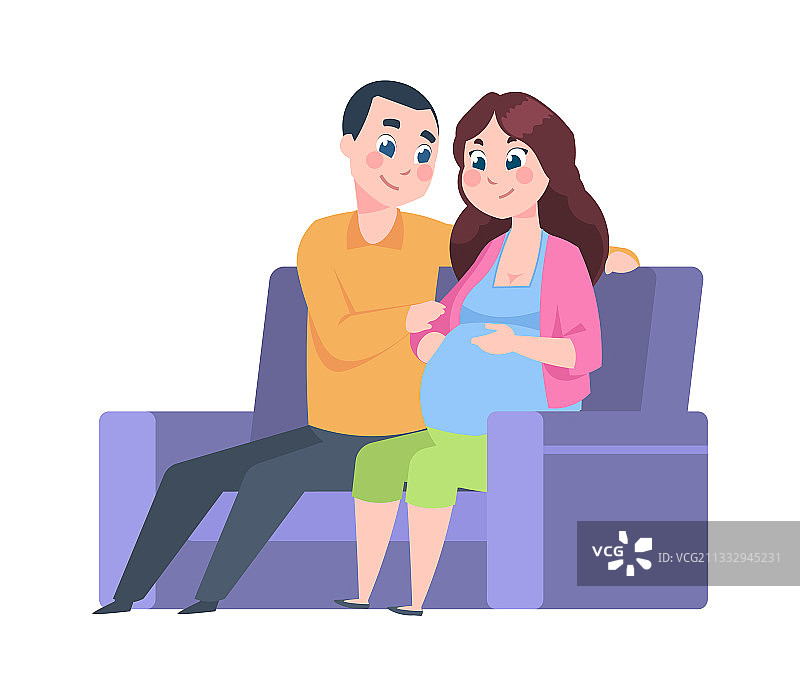 年轻父母在家，准爸爸和孕妇图片素材