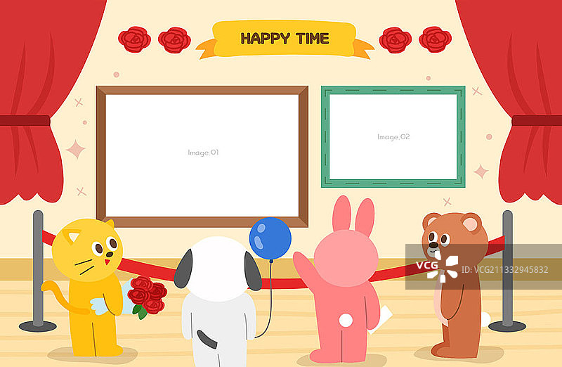 动物朋友展览的欢乐时光概念框架矢量素材图片素材