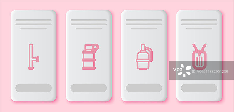 警察橡胶警棍手持烟雾弹线性图标组合图片素材