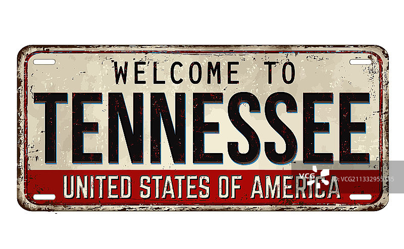 欢迎来到田纳西州复古铁锈金属牌图片素材
