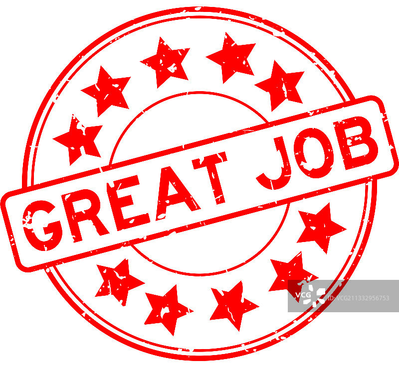 红色Grunge风格“做得好”圆形橡胶印章图片素材