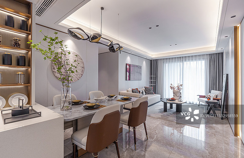 现代样板房客厅餐厅图片素材