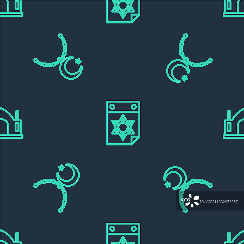 犹太历法星月线条图标图片素材