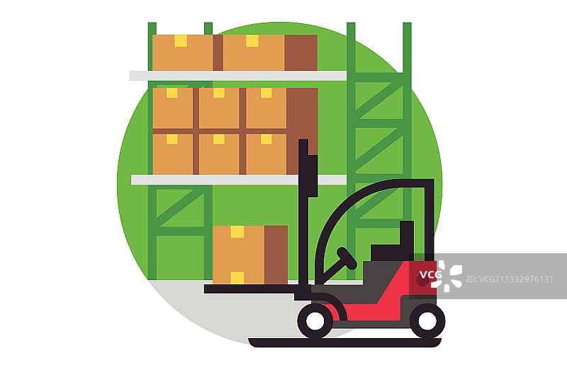 仓库中的叉车作业图片素材
