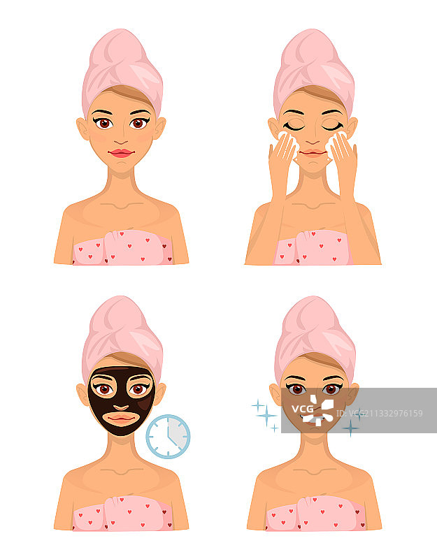 女人做家庭美容护理面部图片素材