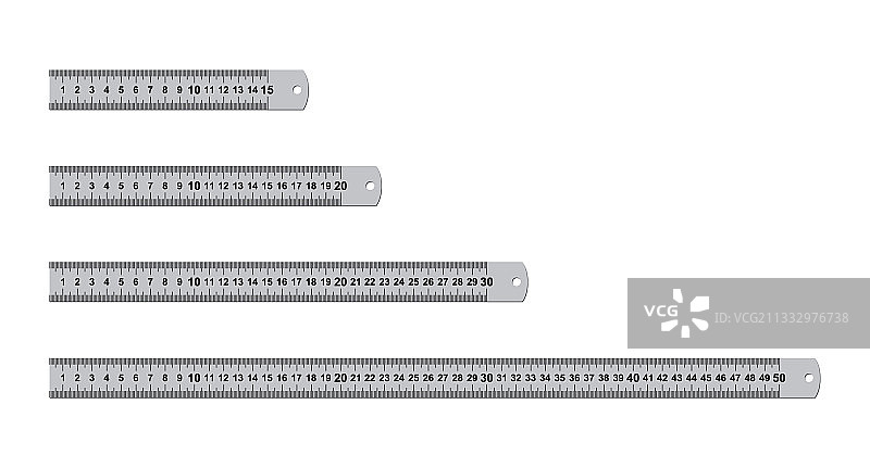 白色背景上的金属测量尺图片素材