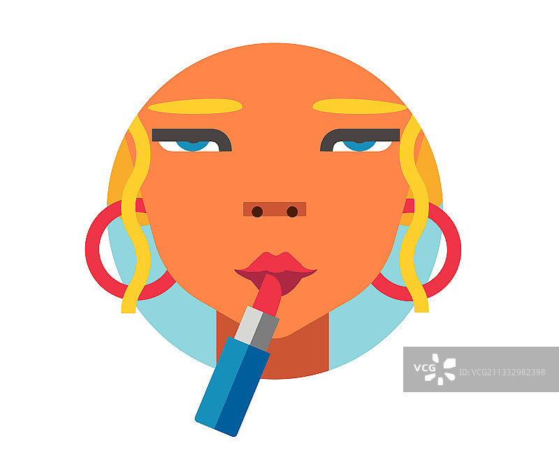 女人使用口红图片素材