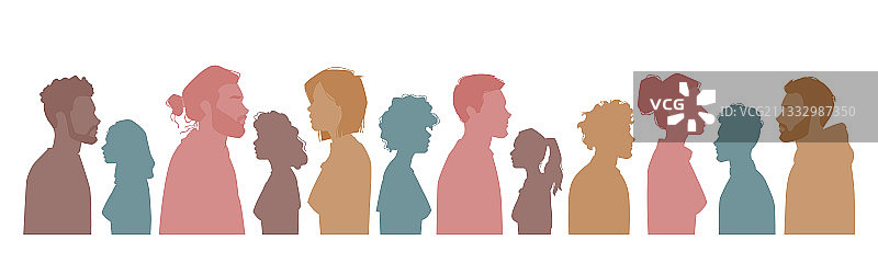 多种族多元文化剪影图片素材