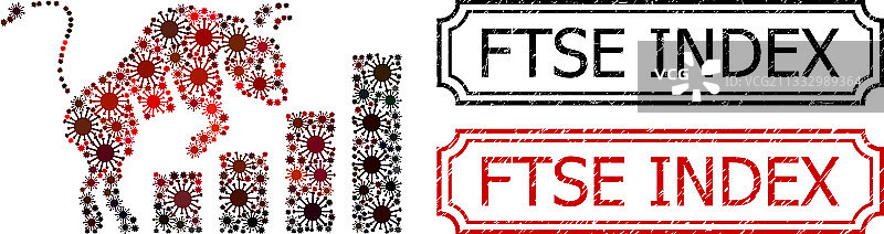 富时指数磨损印章与看涨口号图片素材