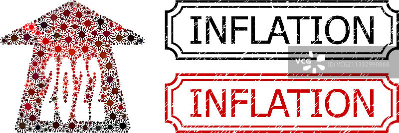 带有凹槽的通货膨胀图案邮票，2022年图片素材