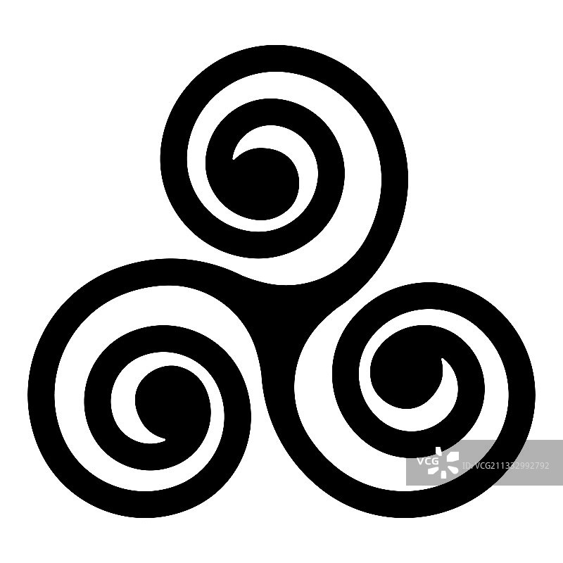 白色背景上的黑色凯尔特三曲枝螺旋图片素材