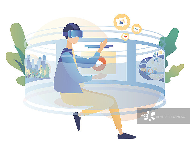 VR概念：使用VR的小人图片素材