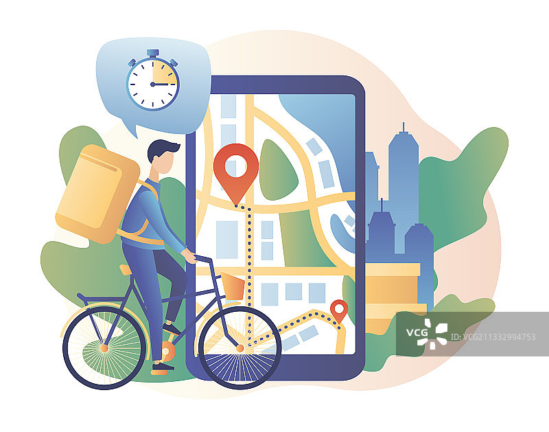 在线配送服务概念：快递员配送图片素材