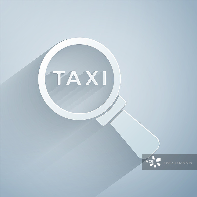 剪纸放大镜和出租车图标图片素材
