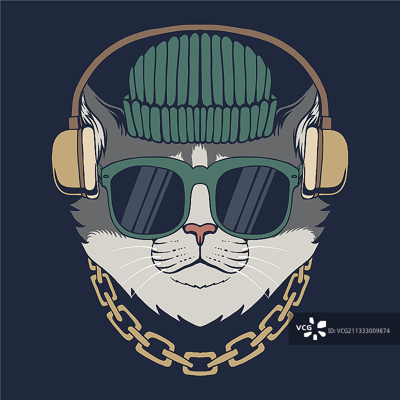 猫咪耳机图片素材