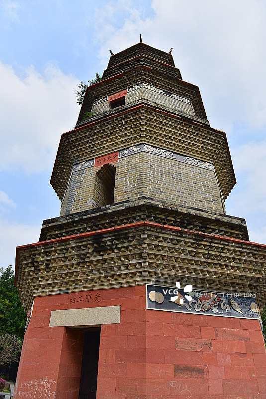 广东省东莞市石排镇福隆古塔公园福隆文化广场航拍图片素材