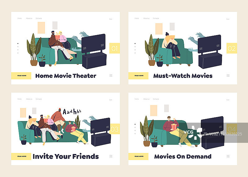 在家看电影概念场景图片素材