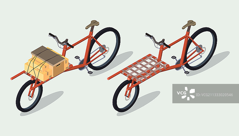 2.5D带包裹箱的货运自行车图片素材