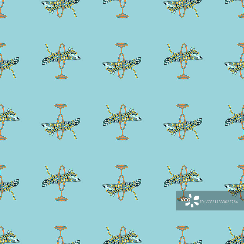 野生动物园涂鸦跳跃无缝图案图片素材