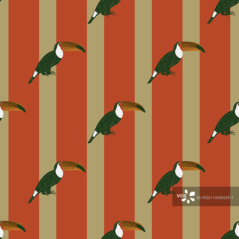 巨嘴鸟动物主题无缝涂鸦图案图片素材